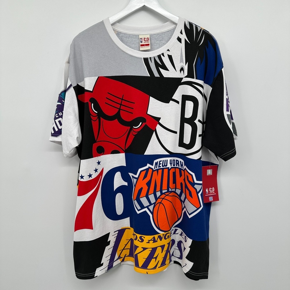 Ultra Game NBA Shirt Mens XL All Over Print Team Logos New Basketball Streetwear